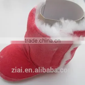 Wholesale Soft Dot Sole Cordury Baby Fabric Shoes Breathable Winter Fur Baby Girl Boots thumbnail-4
