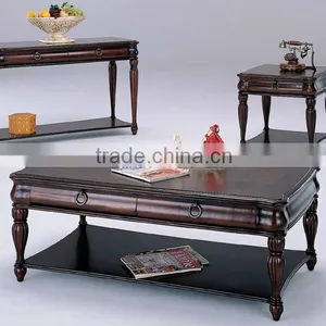CF30026 Unique Turned Legs Accent Coffee Table & Accent End Table & Accent Sofa Table With Drawer and Shelf thumbnail-1