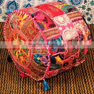 Ethnic Poof Indian Pouf Ottoman Storage Pouf Cover Footstool Bohemian Gypsy Decor thumbnail-3