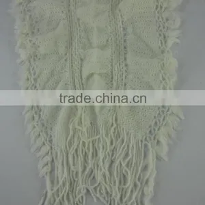 IN STOCK! Wholesale Cheap White Elastic Scarves With Fringes thumbnail-3