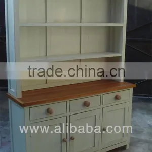 Solid Oak Dresser 3 Drawers White Distressed thumbnail-1