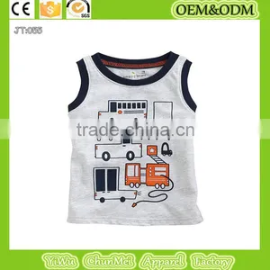 2015 New 100% Cotton T-shirt Kids t Shirt Child T-shirt Printed Kids Car Sleeveless T-shirt thumbnail-1