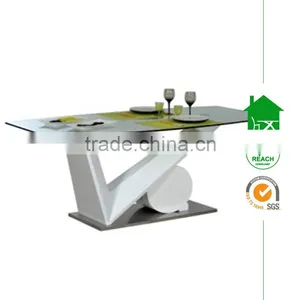 DT-3011 Modern Wooden Dining Table With Glass Top thumbnail-1