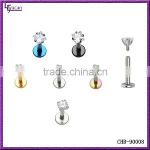 Yiwu Factory Internally Threaded Surgical Steel Labret Piercing Studs thumbnail-1