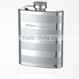 Sand Polished Hip Flask With Strip Pattern/unique Hip Flask/ Alcohol 6 oz Silver Hip Flask thumbnail-1