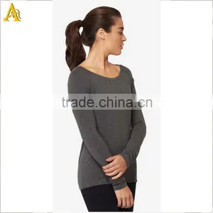 Custom Women Grey Fitness Long Sleeve Shirts for Gym Wear thumbnail-2