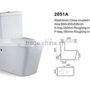 Ceramic Sanitary Ware With Water Mark Two Piece Squre Toilet Bowl thumbnail-1