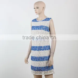 Latest Net Dress Blue and White Stripe Dress Fitness Dress for Girl Woman Summer Dress thumbnail-6