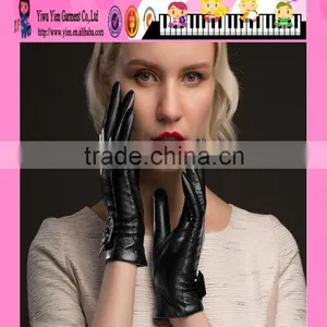Custom Black Genuine Leather Gloves Girls Genuine Leather Gloves thumbnail-1