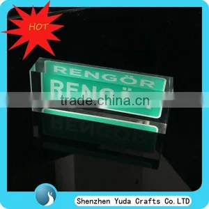 Silk Screening Solid Clear Acrylic Block Nameplate, 20mm Thick Branding Block Desktop thumbnail-2