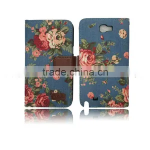 Korea Style Flower Denim Leather Case for Pantech SKY VEGA IM-A770K With Card Slot thumbnail-1