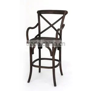 Customized Cheap Modern Luxury Restaurant French Style Wood Stool thumbnail-2