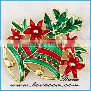 Wholesale High Quality Hand Making Fashion Christmas Brooch With Bell and Flower Design Shape thumbnail-1