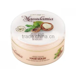 Hair Mask Macadamia Oil and Keratin Deep Repair - 225 Ml. Paraben Free. Made in EU. Private Label thumbnail-1