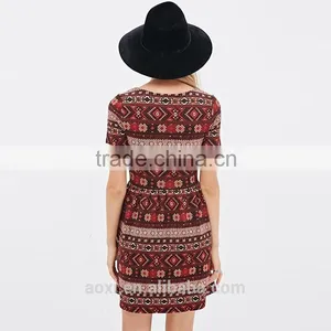 Fancy Clothing Factory New Design Flare Style Print Fabric Women Short Ethnic Dress thumbnail-4