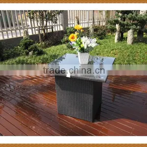 5PCS Square Table Rattan Dining Set Big Base thumbnail-1