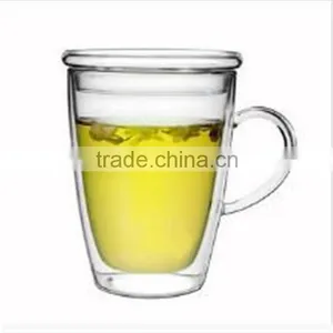 Hand-made Heat Resistant Double Wall Borosilicate Glass Cup With Handle Manufacturers Selling thumbnail-1