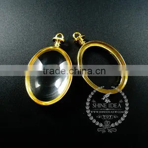 30*40mm Gold Plated Alloy Oval Photo Frame Glass Pendant Charm DIY Bezel Setting With Glass Tray Jewelry Supplies 1850256 thumbnail-1