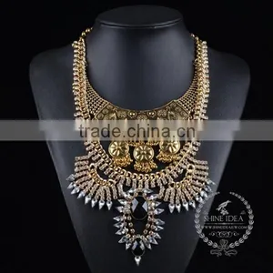 High Quality Vintage Rhinestone Chunky Statement Necklace Tin Alloy Fashion Women Pendant Necklace 6390088 thumbnail-1