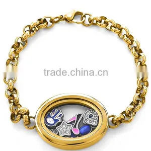 Stainless Steel Jewelry Floating Locket Bracelet thumbnail-2