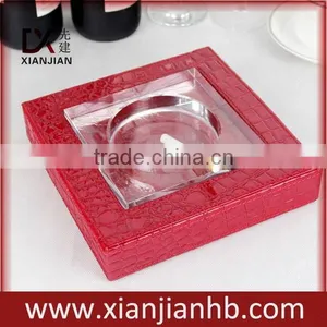 Custom Made Hotel Home PU Leather Ashtrays Holders (XJJD19) thumbnail-1