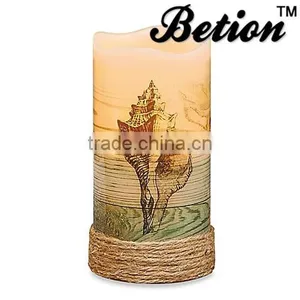 Led Flameless Candles Sea Themed Flameless Pillar Candles Wax Led Candles 3''x6'' thumbnail-2