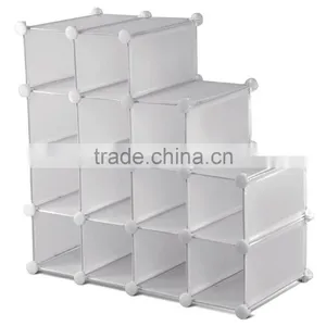 PP Shelf Storage With Doors Shoe Rack Organizer Shelving System Plastic White thumbnail-2