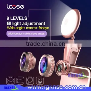 Wholesale Beauty RK19 Selfie Ring Light Mobile Phone 2 in 1 Fisheyes Lens Led Fill Light thumbnail-3