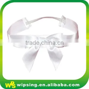 White Pre-tied Ribbon Bow With Elastic Loop thumbnail-1