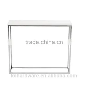 Euro Style Stainless Steel Base Console Table, White Lacquer Top thumbnail-2
