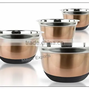 Stainless Steel Anti Skid Mixing Bowl With Copper Finish thumbnail-1