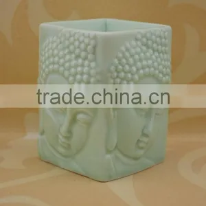 White Porcelain Buddha Shape Ceramic Aroma Oil Burner With Tealight Candle thumbnail-3