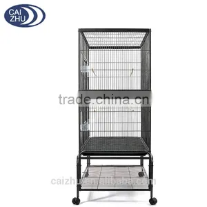 Large Parrot Budgie Canary Bird Cage Aviary With Stand Castor Wheels Storage Shelf Hammer Tone Black thumbnail-2