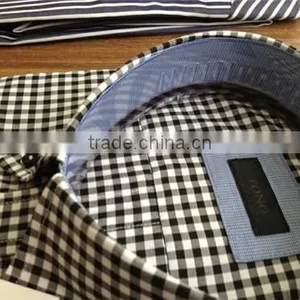 Men Gingham Shirts 100 Cotton Checks/plaids Shirt Button Down High Collar Shirts thumbnail-3