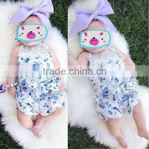 Wholesale Baby Girls 100%cotton Lace Jumpsuit ,floral Printed Jumpsuit for Baby Girls thumbnail-1