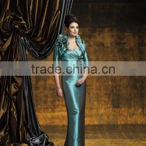 Taffeta Short Sleeve Long Formal Dresses thumbnail-1