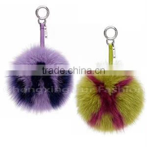 CX-R-38 Highly Genuine Fox Fur Ball Keychain Trinket Alphanumeric Bags Accessories Key Chain thumbnail-5