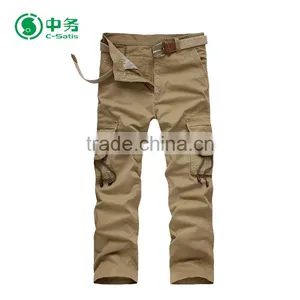 New Design Comfortable Multi Pockets 100% Cotton Mens Cargo Trousers for Wholesale thumbnail-2
