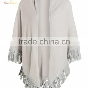 Ladies Cashmere 100% Merino Wool Cashmere Poncho Shawl With Tassel thumbnail-1