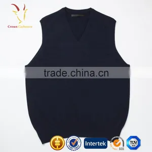 Sleeveless Plain V Neck Men Pullover Sweater thumbnail-4