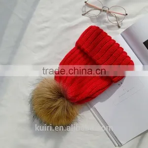 15 Colors Big Real Fur Poms Fashion Classic Tight Knitted Fur Ball Pom Poms Knitted Hat Women Cap Winter Beanie Fox Fur Balls thumbnail-5