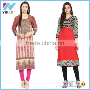 Lady Fashion Clothing Long Sleeve Cotton Kurti Designs thumbnail-1