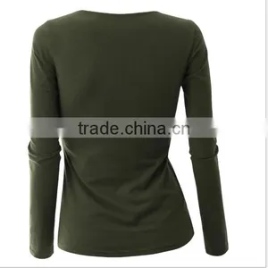 Spring Foreign Trade the Original Single Large Size T-shirt Female Cotton Pure Color Bind Coat thumbnail-5