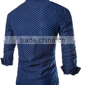Latest Design Dark Blue Dots Mens Dress Shirts thumbnail-2