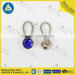 Hot Selling on Amazon 5 Pack Metal Button Shirt Extenders With Spring With Blue Diamond Studded thumbnail-4