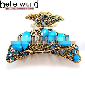 Europen Retro Metal Rhinestone Jewel Hair Claw Clip thumbnail-1