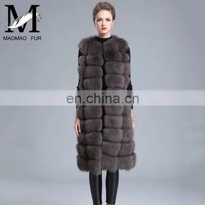 2016 Fashion Genuine Real Fox Fur Vest Women's Long Fox Fur Vests thumbnail-5