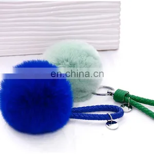 Pu Leather Rope 8cm Pom Pom Keychain Logo Printed Avalibale thumbnail-2