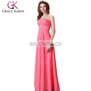 Grace Karin Sexy Strapless Backless Chiffon Long Bridesmaid Dresses CL3133-1 thumbnail-1