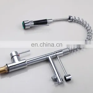 Mixed Brass LED Light Pulling Out Faucet Water Tap For Kitchen thumbnail-4